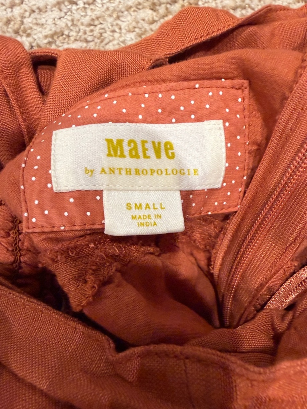 Maeve Button-Front Rust Orange Mini Dress - Picture 5 of 5